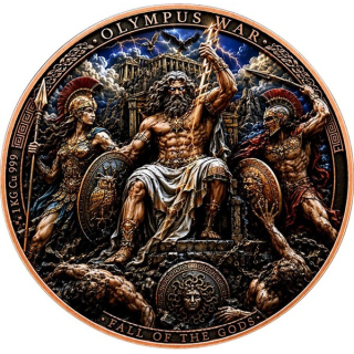 ab Lager** 1 kg Kupfer-Copper Edition - ZEUS / DER KRIEG der GÖTTER im OLYMP / War of Gods Olymp - 3-Dimensionaler Effekt / 12 cm Durchmesser