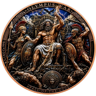 TOP*EDITION** 1 kg Kupfer-Copper Edition - ZEUS / DER KRIEG der GÖTTER im OLYMP / War of Gods Olymp - 3-Dimensionaler Effekt / 12 cm Durchmesser > Vorverkauf / Presale!