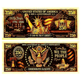 NEU ** Goldfolie - 250 Jahre Amerika 1776-2026 / WE the PEOPLE - 24-Karat Vergoldung - Polycarbonat - Keine Währung