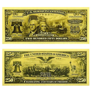 NEU ** Goldfolie - 250 Jahre Amerika 1776-2026 / WE the PEOPLE - 24-Karat Vergoldung - Polycarbonat - Keine Währung