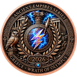 Neu** 1 oz Kupferedition BU - ZEUS / Der Zorn des Olymps / Ancient Empire - Themenkarte/Coin Card - Copper Color - VORVERKAUF PRESALE 08