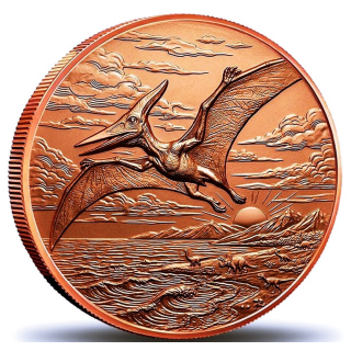 In Kürze* 1 oz Kupferedition - PTERANOGON Flugsaurier / Der FLUGGIGANT der Kreidezeit - Prähistorische Tiere (3.) - Kupfer - VORVERKAUF - PRESALE !