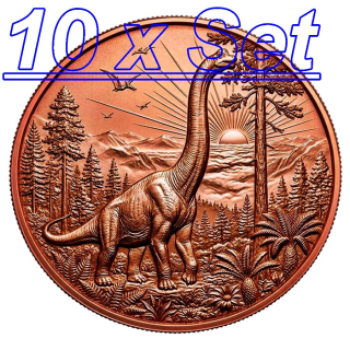 In Kürze* 10 x 1 oz *SET* Kupferedition - BRACHIOSAURUS Der GIGANT der Jurazeit - Prähistorische Tiere (2.) - Kupfer - VORVERKAUF - PRESALE !