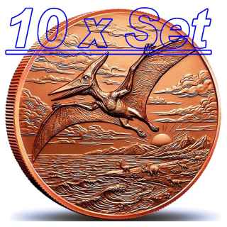 In Kürze* 10 x 1 oz *SET* Kupferedition - PTERANOGON Flugsaurier / Der FLUGGIGANT der Kreidezeit - Prähistorische Tiere (3.) - Kupfer - VORVERKAUF - PRESALE !