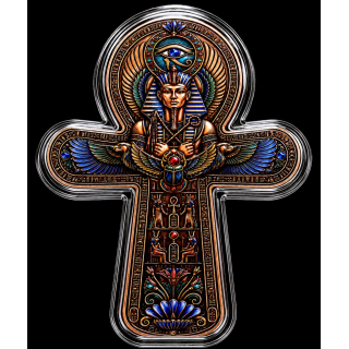 Neu* 5 oz ADVP Kupfer/Copper SHAPE Edition - SCHLÜSSEL des LEBENS / KEY of LIFE - Auge des Horus & Skarabäus - Die Alten Götter Ägypten - Saphirblaue & Rubinrote Kristalle - Kupferedition - Vorverkauf Presale