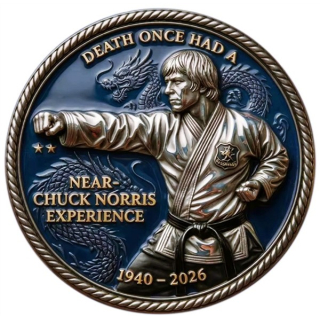 auf Lager 25 g Bimetall Color Proof - CHUCK NORRIS Superstar - Kung Fu Legende - Martial Arts - Er Schläft Nie / Doesn`t Sleep He Waits