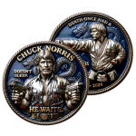 27 g Bimetall Color Proof - CHUCK NORRIS Superstar - Kung Fu Legende - Martial Arts - Er Schläft Nie / Doesn`t Sleep He Waits