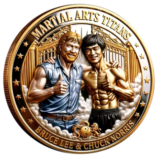 27 g Bimetall Color Proof - CHUCK NORRIS & BRUCE LEE   Superstars - Kung Fu Legenden - Martial Arts