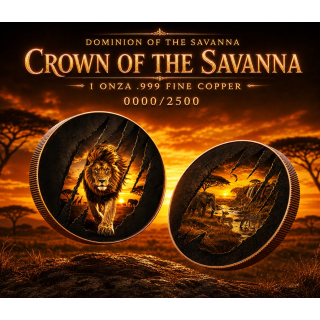 NEU* 1 oz Kupfer copper Edition - LÖWE / LION - König der Savanne - Serie Wildes Afrika / African Wildlife  Coin Card - Kupfer Color Doppelmotiv - VORVERKAUF Presale