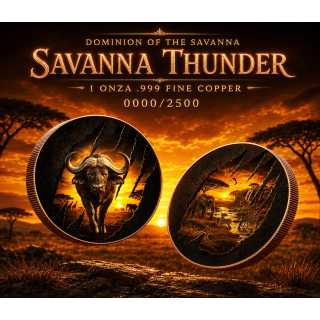 NEU* 1 oz Kupfer copper Edition - BÜFFEL / BUFFALO - Das Biest der Savanne & Witwenmacher - Serie Wildes Afrika/African Wildlife Coin Card - Kupfer Color Doppelmotiv - VORVERKAUF Presale