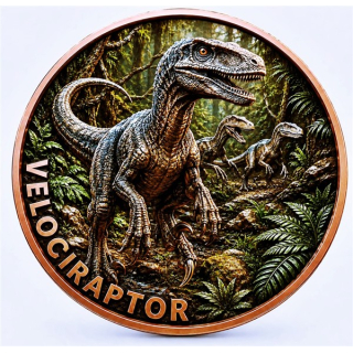 Neu * 5 oz Kupfer-Copper Edition - VELOCIRATOR Dinosaurier - Color High relief - Vorverkauf / Presale