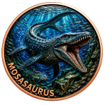 Neu* 1 oz Kupferedition Color - MOSASAURUS  PREDATOR der Urmeere - Kreidezeit -Prähistorische Tiere (5.) mit Doppelmotiv - Kupfer - VORVERKAUF - PRESALE