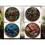 Neu* 4 x 1 oz *SET* Kupferedition Color - DINOSAURIER - Velociraptor Mosasaurus Gigantonosaurus Pteranodon - Prähistorische Tiere  mit Doppelmotiv - Kupfer - VORVERKAUF - PRESALE