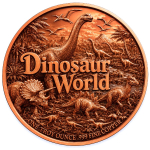 Neu* 4 x 1 oz *SET* Kupferedition Color - DINOSAURIER - Velociraptor Mosasaurus Gigantonosaurus Pteranodon - Prähistorische Tiere  mit Doppelmotiv - Kupfer - VORVERKAUF - PRESALE