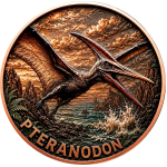 Neu* 4 x 1 oz *SET* Kupferedition Color - DINOSAURIER - Velociraptor Mosasaurus Gigantonosaurus Pteranodon - Prähistorische Tiere  mit Doppelmotiv - Kupfer - VORVERKAUF - PRESALE