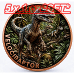 Neu* 5 x 1 oz *SET* Kupferedition Color - VELOCIRAPTOR / RAPTOREN  Dinosaurier - Raubsaurier der Kreidezeit - Prähistorische Tiere (4.) mit Doppelmotiv - Kupfer - VORVERKAUF - PRESALE