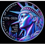 USA 0,50 $ * CYBER CITY / NEON FUTURE* - Die ZUKUNFT Amerikas - Coin Card July 4th 250 Years of Freedom Half Dollar Limited Mintage 2026
