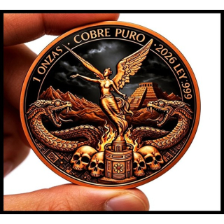 Neu ** 1 oz Kupfer-Copper Edition - LIBERTAD - Das IMPERIUM der AZTEKEN & Der TODESKAMPF mit den Todesschlangen - Color High relief - Vorverkauf / Presale!