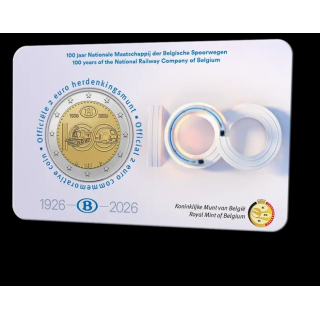2 Euro Belgien 2026 - 100 Jahre NMBS Belgische Eisenbahnen - Coincard - Flämisch