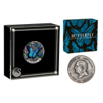 2 oz Australien 2026 Antik - ULYSSES-FALTER / Blauer Schmetterling / Blue Butterfly - Silber antique color $ 5 - Perth Mint