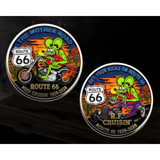 Neu** 27 g Bimetall Color Proof - 100 Jahre ROUTE 66 - Americas Mother Road - Lustiges Motiv 2 - Get Your Kicks On Route 66