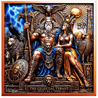 Neu* 5 oz Kupfer-Copper Edition - Der Himmliche Tyrann / Zeus Ra Thor - Serie Mythologische Fusion (2)  - Kupfer Color High relief - Vorverkauf / Presale