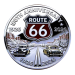 Neu** 27 g Bimetall Color Proof - Skull BIKER auf  der ROUTE 66 - 100 Jahre Americas Mother Road - Lustiges Motiv 3 - Get Your Kicks On Route 66