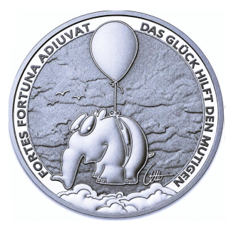NEU* 1 oz Tuvalu 2026 BU - OTTIFANT - Ballonifant - Das Glück hilft den Mutigen - Silber Ottifantenmünze - 1 AU$