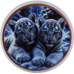 ab Lager - Echtbilder ** 1 oz Kupferedition - WEISSER TIGER & TIGERBABIES im Himalaya / White Tiger - Wächter des Himalayas - Tiermotive in der Natur (3) - DoppelFarbig Kupfer - nur bei Aurinum !