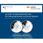 Deutschland 20 Euro 2022 Proof - 225. Geburtstag Annette...