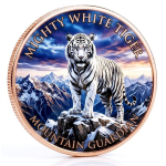 Letzte 3 SETS*  5 x 1 oz Kupferedition - WEISSER TIGER & TIGERBABIES im Himalaya / White Tiger - Wächter des Himalayas - Tiermotive in der Natur (3) - DoppelFarbig Kupfer - VORVERKAUF - PRESALE ! - nur bei Aurinum !