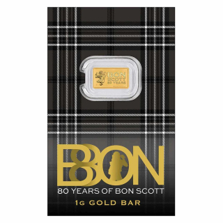 1 g Goldbarren BON SCOTT - Rocklegende - Coin Card  Gold - Perth Mint
