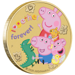 13,5 g Bimetall Tuvalu 2026 Color Gilded Proof - Peppa Pig Together Forether in Coincard 1 $