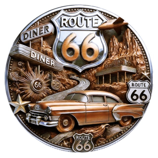 NEU ** 27 g Bimetall Color Proof - 100 Jahre ROUTE 66 - Americas Mother Road  - Motiv 3