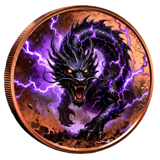 Neu* 1 oz Kupferedition Color - Black Dragon / Schwarzer Drache  - Serie Thunder & Lightning / Donner & Blitz - Kupfer - VORVERKAUF - PRESALE
