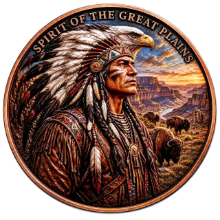 NEU** 1 oz Kupfer-Copper Edition - INDIANERHÄUPTLING & ADLER - Native Indian - Symbole der Freiheit & der Stärke