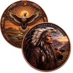 NEU** 1 oz Kupfer-Copper Edition - INDIANERHÄUPTLING & ADLER - Native Indian - Symbole der Freiheit & der Stärke