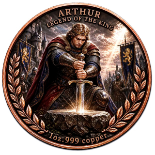 NEU** 1 oz Kupfer-Copper Edition - KÖNIG ARTHUR - Ritter der Tafelrunde