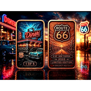 ab Lager *Sonderpreis* 5 oz Kupfer-Copper Edition - ROUTE 66 DINER Restaurant an der Route 66 - Startausgabe 1 von 5 - Kupfer Color High relief