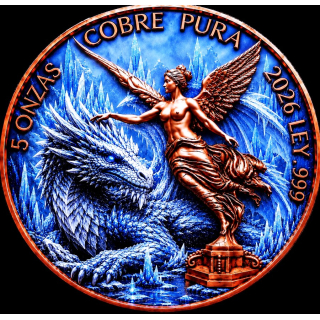 Neu* 5 oz Kupfer-Copper Edition - EISDRACHE & LIBERTAD / Siegegsgöttin aus Mexiko - Kupfer Color High relief - Vorverkauf / Presale