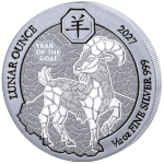 1/12 oz Ruanda 2027 BU - LUNAR OUNCE - JAHR der ZIEGE -...