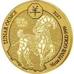 1/12 oz Gold Ruanda 2027 BU - ZIEGE - LUNAR OUNCE - JAHR...