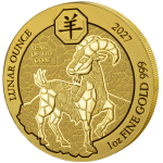 NEU* 1 oz Gold Ruanda 2027 BU - ZIEGE - LUNAR OUNCE -...