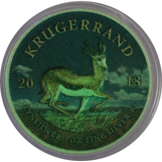 1 oz Krügerrand Südafrika 2018 COLOR - SPRINGBOCK - Glow-in-the-Dark / Nachtleuchtend - EINZELSTÜCK !