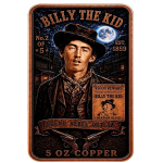 ab Lager *Sonderpreis*  5 oz Kupfer-Copper Edition - BILLY the KID Revolverheld Outlaw & Gängster - Der WILDE WESTEN - Kupfer Color High relief