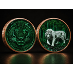 Neu** 5 oz ADVP Kupfer/Copper Edition - Der  Majestätische WEISSE TIGER im Smaragddesign - Glow-in-the-Dark-Effekt - COLOR HIGH RELIEF Color - Serie Majestic Tiger (3) Vorverkauf presale
