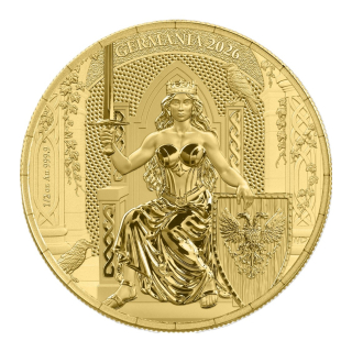 Neu*** 1/2 oz GOLD Germania 2026 BU - LADY GERMANIA auf dem THRON - Die Königin Germaniens - Queen of Germania