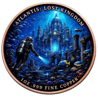 ab Lager** 1 oz Kupfer - ATLANTIS - Die Versunkene Stadt / Königreich - Mythen & Legenden serie - Edition - Copper Color High Relief