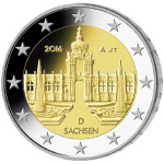5 x 2 Euro Deutschland 2016 Sachsen Dresdner Zwinger A, D, F, G, J, im Blister ST
