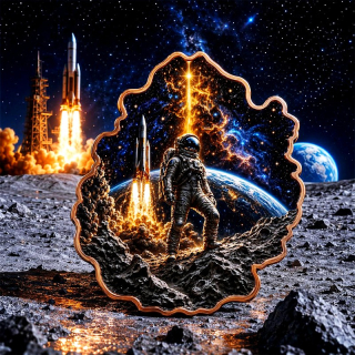 Neu** 1 oz ADVP Kupferedition - ASTRONAUT - Erforschung des Weltraums - Copper Color Shape - VORVERKAUF PRESALE